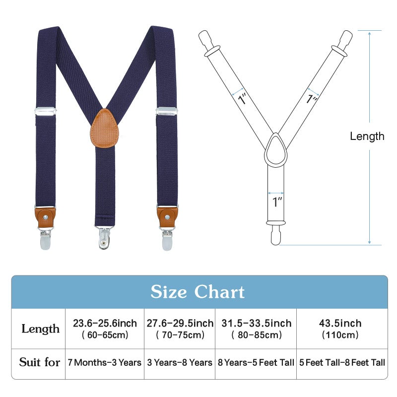 Kajeer Toddlers Kids Boys Mens Suspenders - Y Back Adjustable Strong Clips Synthetic Leather Suspenders (23.6 Inch (7 Months - 3 Years), Navy blue) - Image 3